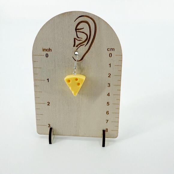 Swiss Cheese Earrings, Novelty Earrings, Imitation Food Earrings, Kitchy Earring - Picture 4 of 4